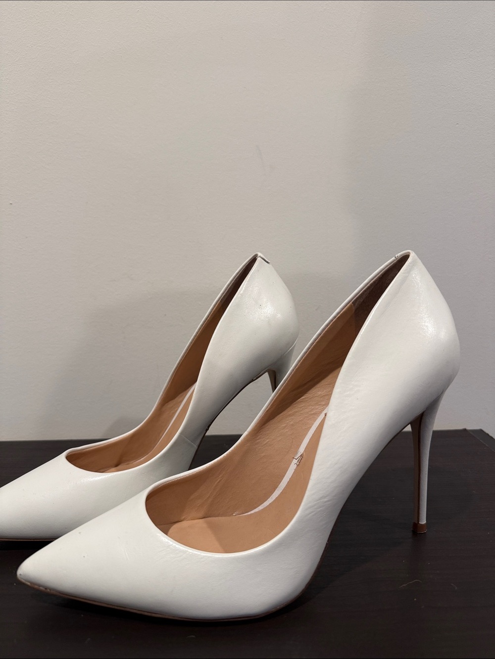 Classic White Pointed-Toe Stiletto Pumps - Sz 11